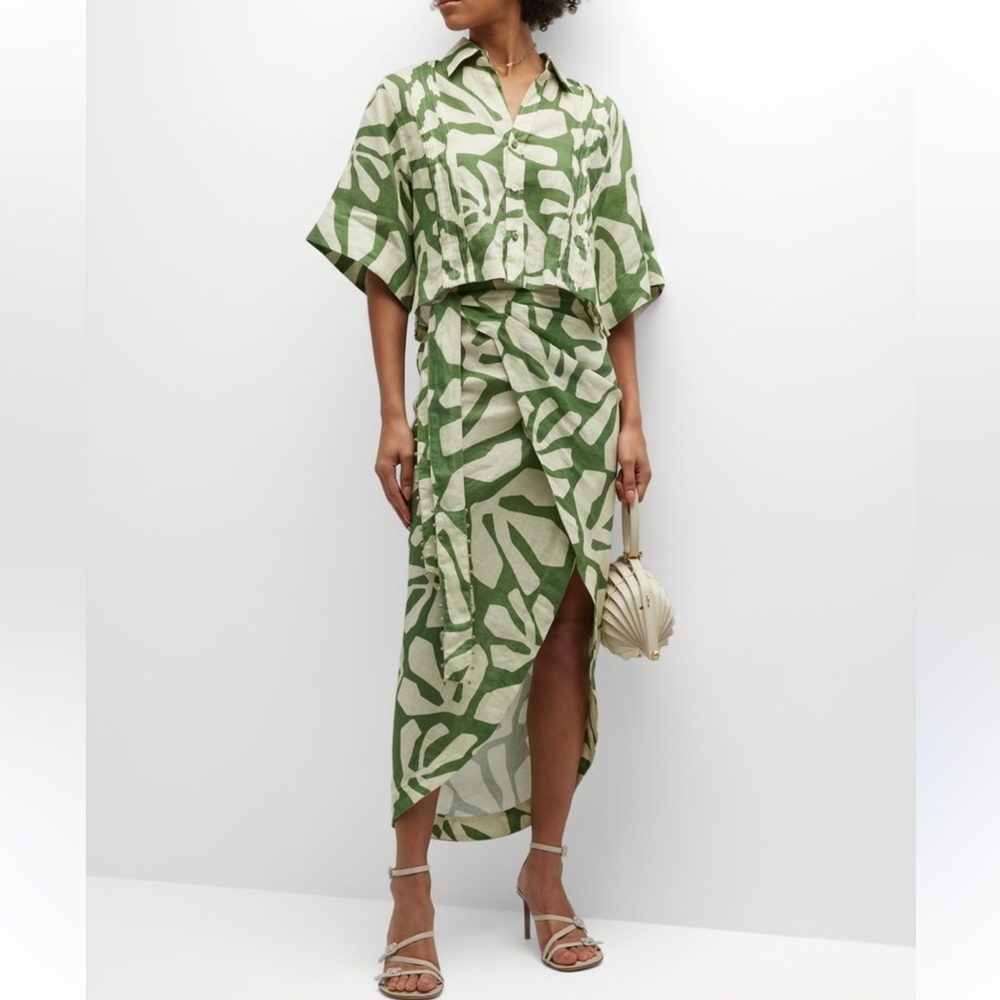 Pinkfilosofy Iria Tulip Midi Skirt and Iku Cropped Button Front Blouse set small